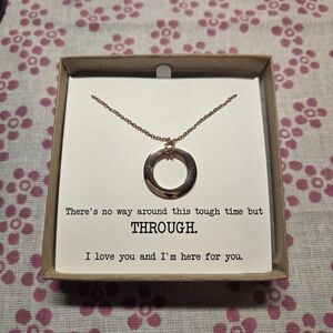 ANA + CARE Inspirational Message Golden Circle Pendant Necklace